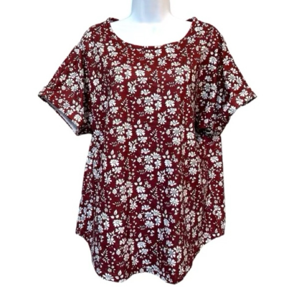 Maroon Floral Knit Top